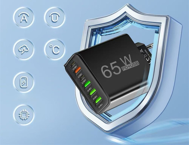 ŁADOWARKA SIECIOWA USB-C SZYBKA DO TELEFONU KOSTKA QUICK CHARGE 3.0 65W