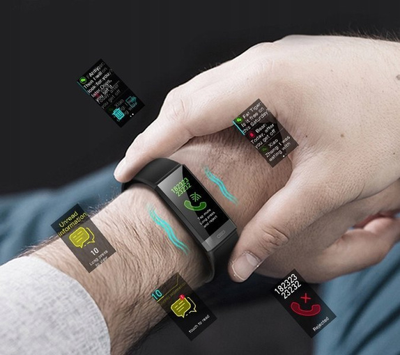 SMARTBAND ZEGAREK OPASKA PASEK SPORT PULS KROKI CIŚNIENIE SEN KALORIE V100